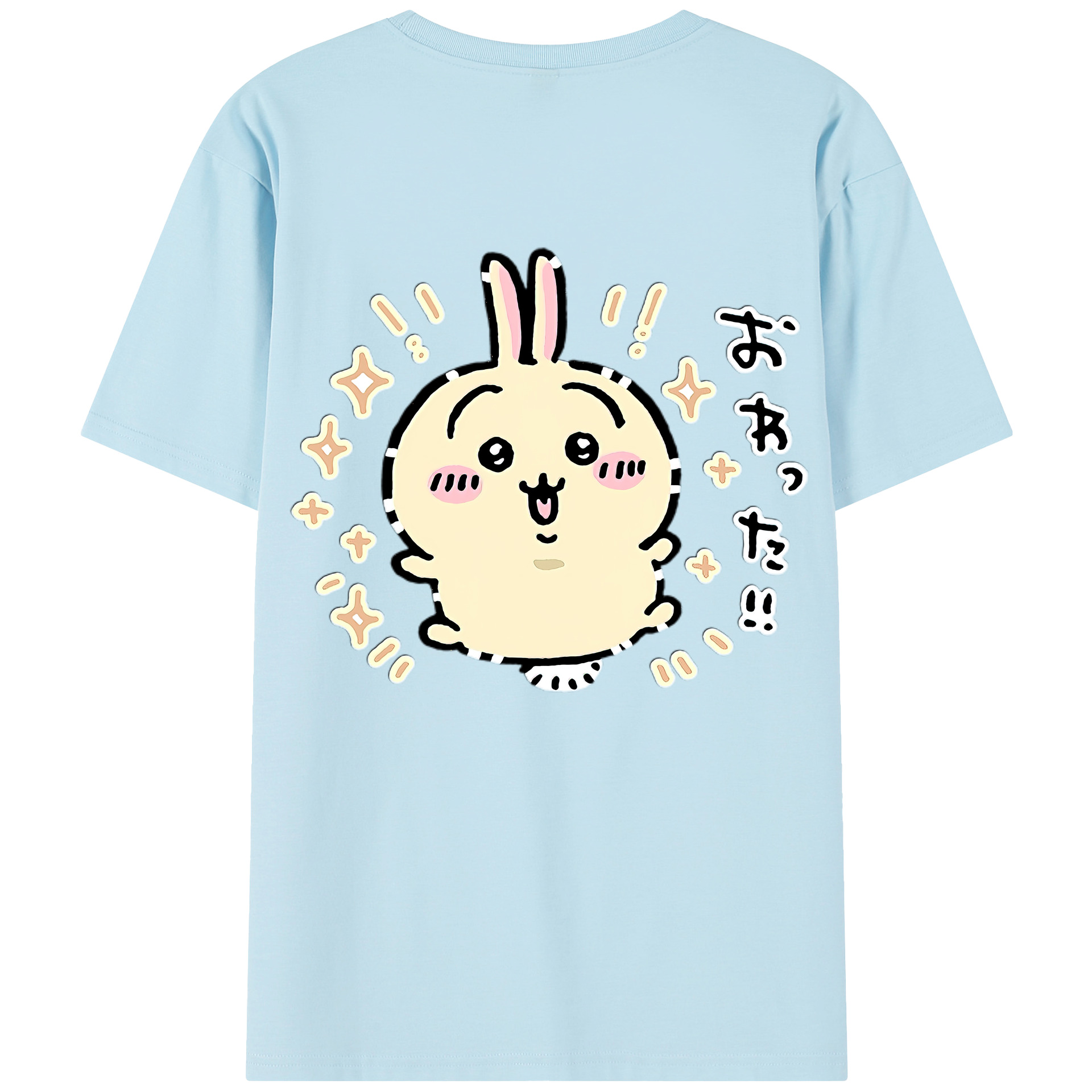 （画像用） ちいかわ うさぎ Chii-kawa usagi 綿100％半袖Tシャツ（背面プリント）